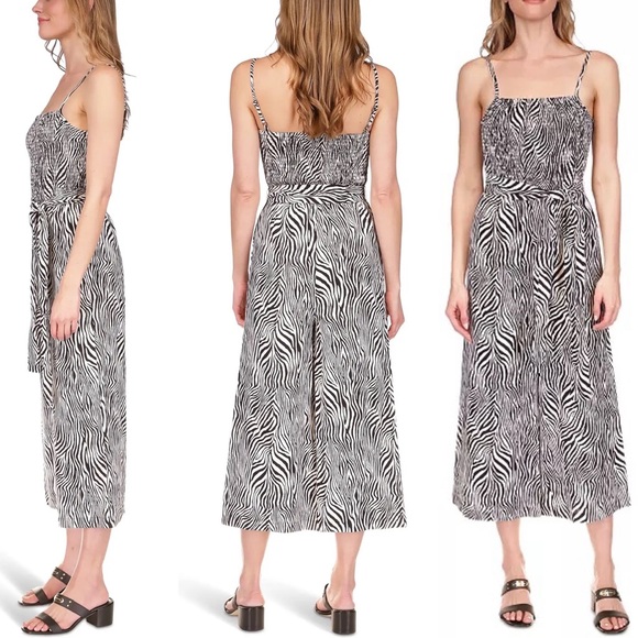 MICHAEL MICHAEL KORS Zebra-Print
Smocked Jumpsuit size Petite medium P/M MP PM - Picture 2 of 7